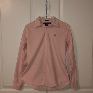 Striped pink and white Ralph Lauren Polo
